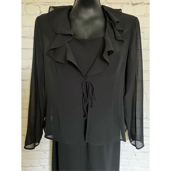 Evan-Picone 2 pice ladies dress with sheer tie top cover sz 16 - Picture 2 of 9